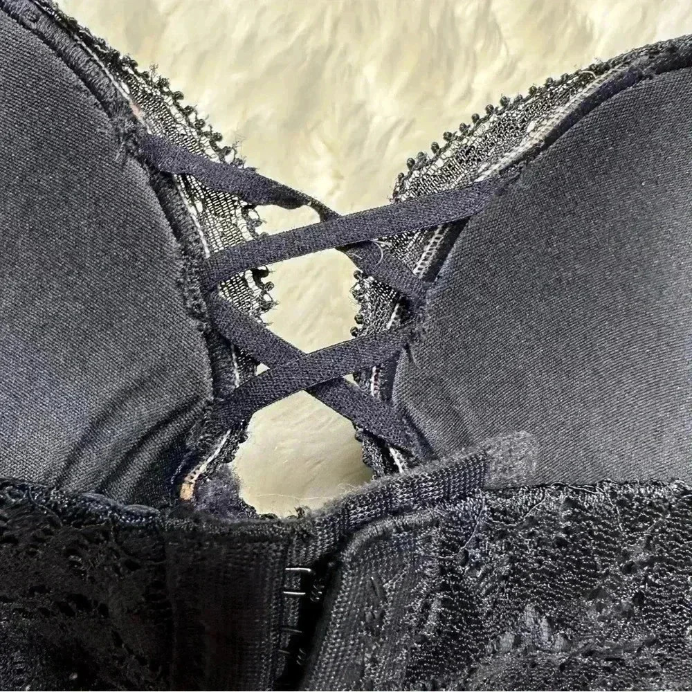 La Senza Strapless Push Up Bra Lace Black & Cream Size 32C - Picture 7 of 16